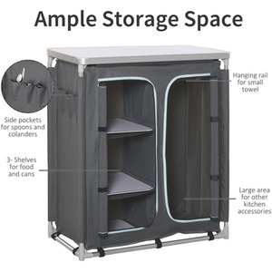 Outsunny Travel Camping Outdoor Kitchen Cupboard - Grey / 49.5cm by Outsunny