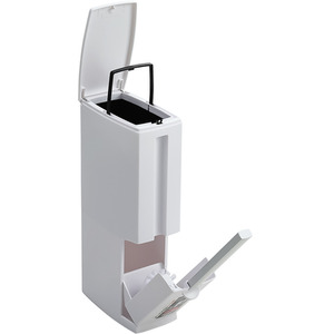 Toliet Brush with Trash Can - White by Livingandhome