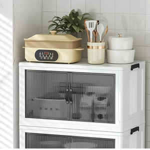 Collapsible Closet Organizers with Foldable Plastic Storage Boxes - White / 4 boxes with wheels by Woohoo Furniture