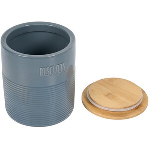Embossed Ribbed Biscuit Canister - Blue