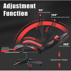 Gaming Chair with Foot-rest - Black and Red