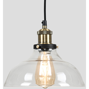 Industrial Black And Gold Clear Glass Pendant Ceiling Light - Black by ValueLights