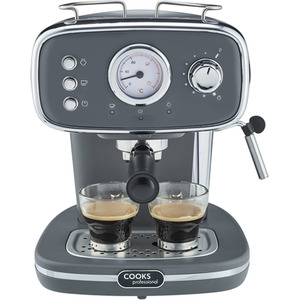 15-Bar Retro Espresso Coffee Machine - Grey by Cooks Professional