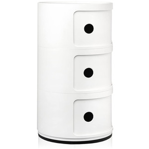 HomeScape Storage Unit Cylindrical Multi-Tiered Plastic Drawer - 3-Tier White / 48cm by Kindred Trading LTD