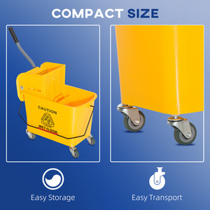 HOMCOM Mop Bucket with Wringer Wheels by HOMCOM
