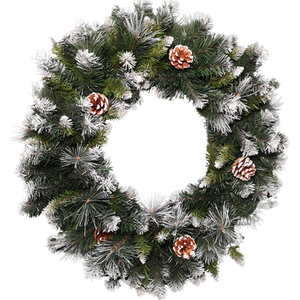 Frosted Glacier Christmas Wreath with Pine Cones - Green / White by Samuel Alexander