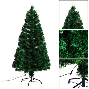 HOMCOM 5FT Pre-Lit Fiber Optic Christmas Tree - Green by HOMCOM