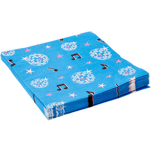 Pack of 16 Disco Party Napkins - Blue