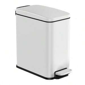 SONGMICS Slim Pedal Bathroom Bin with Soft Close - White by SONGMICS