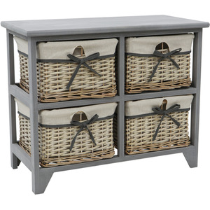 JVL Sherborn 4 Drawer Willow Storage Unit - Willow by JVL