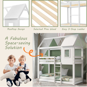 Solid Pine Wood Children Cabin Bed for Kids - White by Abrihome