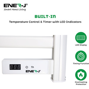Infrared Heated Towel Rail LC Screen White - White by EnerJ Smart