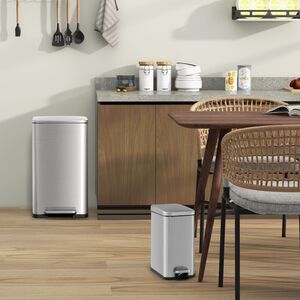 2Pcs Kitchen Rubish Bin - Silver by Costway