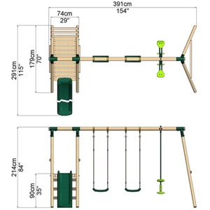 Wooden Swing Set with Slide by Rebo