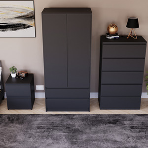 Denver Bedroom Set (2 Drawer Bedside, 5 Drawer Chest, 2 Door 2 Drawer Wardrobe) by Vida Designs