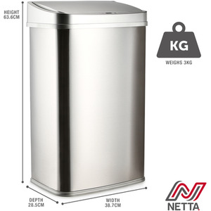 Rectangle Sensor Bin - Stainless Steel - Stainless Steel / 50l by NETTA