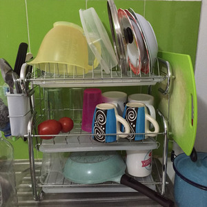 3 Layer Dish Drainer Rack Plate with Tray - White by Livingandhome