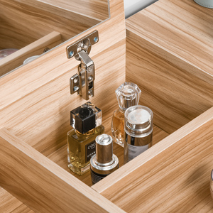 HOMCOM Dressing Table Set With Mirror - Wood Grain by HOMCOM