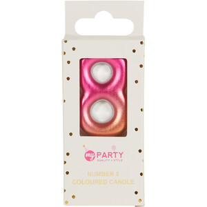 Coloured Number Candle - Pink / 8 by My Party
