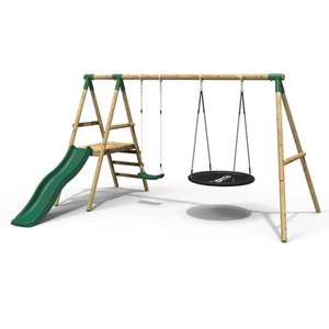 Wooden Swing Set with Slide by Rebo