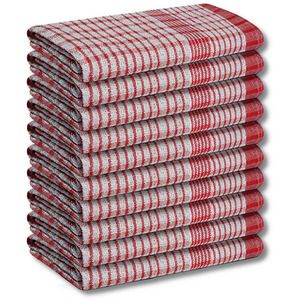 Wonder Dry Cotton Tea Towels (Pack of 10) - Red by A & B TRADERS