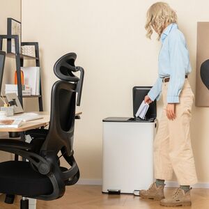 Recycle Pedal Kitchen Bin - White by Costway