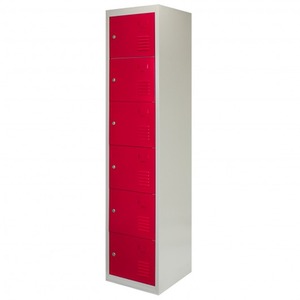 Metal Storage Lockers - Six Doors, Flatpacked, Red - Red by Monstershop