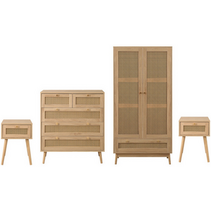 Wooden 4 Piece Furniture Set Wardrobe Chest of Drawers Bedsides Birlea - Oak by Birlea
