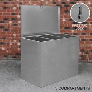 Galvanised Feed Store 3 Compartments - Silver by Monstershop