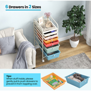 6 Drawers Rolling Storage Cart - White by Costway