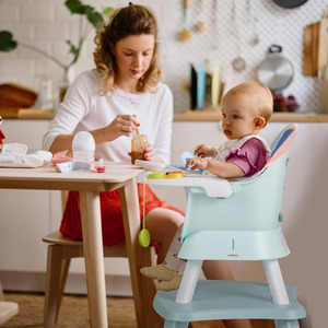 Multifunctional Baby High Chair - Blue & White by Costway