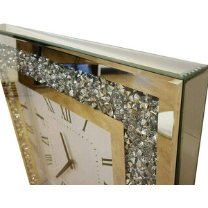 Mirrored Glass Square Wall Clock Black Hands - Silver by DEENZ