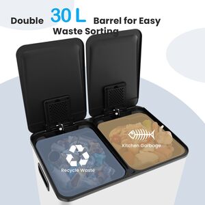 Recycle Pedal Kitchen Bin - White by Costway