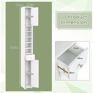 Costway Slim Tall Bathroom Cabinet-White - White by Costway