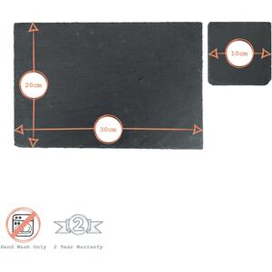 Argon Tableware Slate Placemats Coasters Set - 30cm x 20cm - Grey - Grey by Argon Tableware