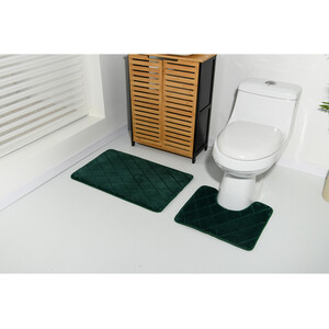Diamond Bath and Pedestal Mat Set - Emerald