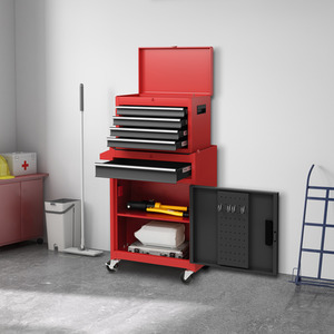 5-Drawer Rolling Tool Chest Tool Storage Cabinet - Red by Costway