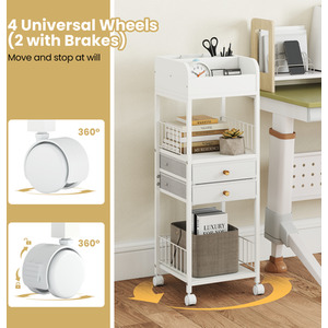 Makeup Organizer Floor Skincare Organizer Cart - White by Costway