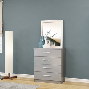 Wooden 4 Piece Furniture Set Wardrobe Chest of Drawers Bedsides Lynx - Grey by Birlea