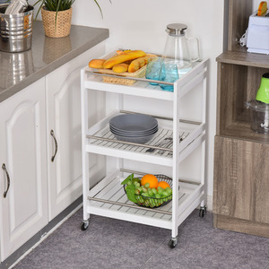 HOMCOM 3 Tier Home Trolley Kitchen Storage Cart - White by HOMCOM