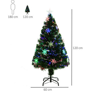 HOMCOM Artificial Christmas Xmas Tree Snowflake LED - Green / 4ft by HOMCOM