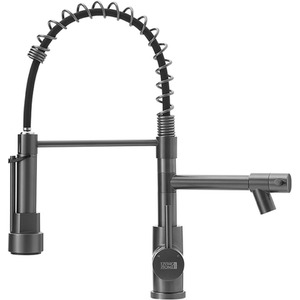 Kitchen Tap with Pot Filler and Pull-Down Spring Nozzle - Grey by Livingandhome