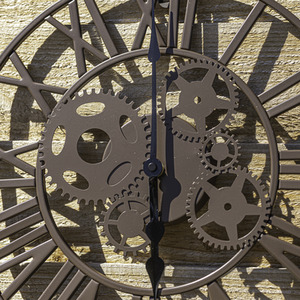 Mechanical Cog Outdoor Clock - Brown by Garden Mile