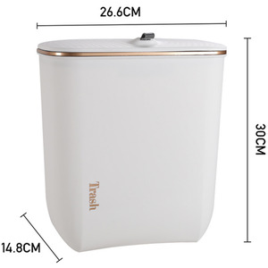 Livingandhome Hanging Waste Bin with Lid - Pearl White / 9l by Livingandhome