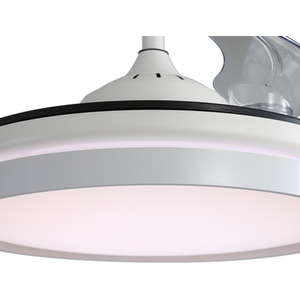 Round LED Ceiling Fan Light with Retractable Blades - White by Livingandhome