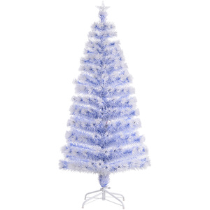 HOMCOM Artificial Fibre Optic Christmas Tree with 21 LEDs - White / 5ft by HOMCOM