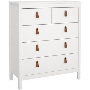 Barcelona 3 Piece Bedroom Set - White / 1 x 2-drawer bedside, 1 x 5-drawer chest of drawers and 1 x 2-door wardrobe