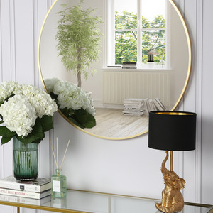 Pandora Round Mirror - 80 x 80cm - Gold by Home Garden Direct