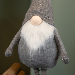 Christmas Plush Grey Standing Gonk Long Legs LED Illuminated Beard - Grey by Samuel Alexander