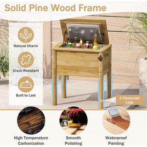 51 L Outdoor Beverage Cooler - Brown by Costway